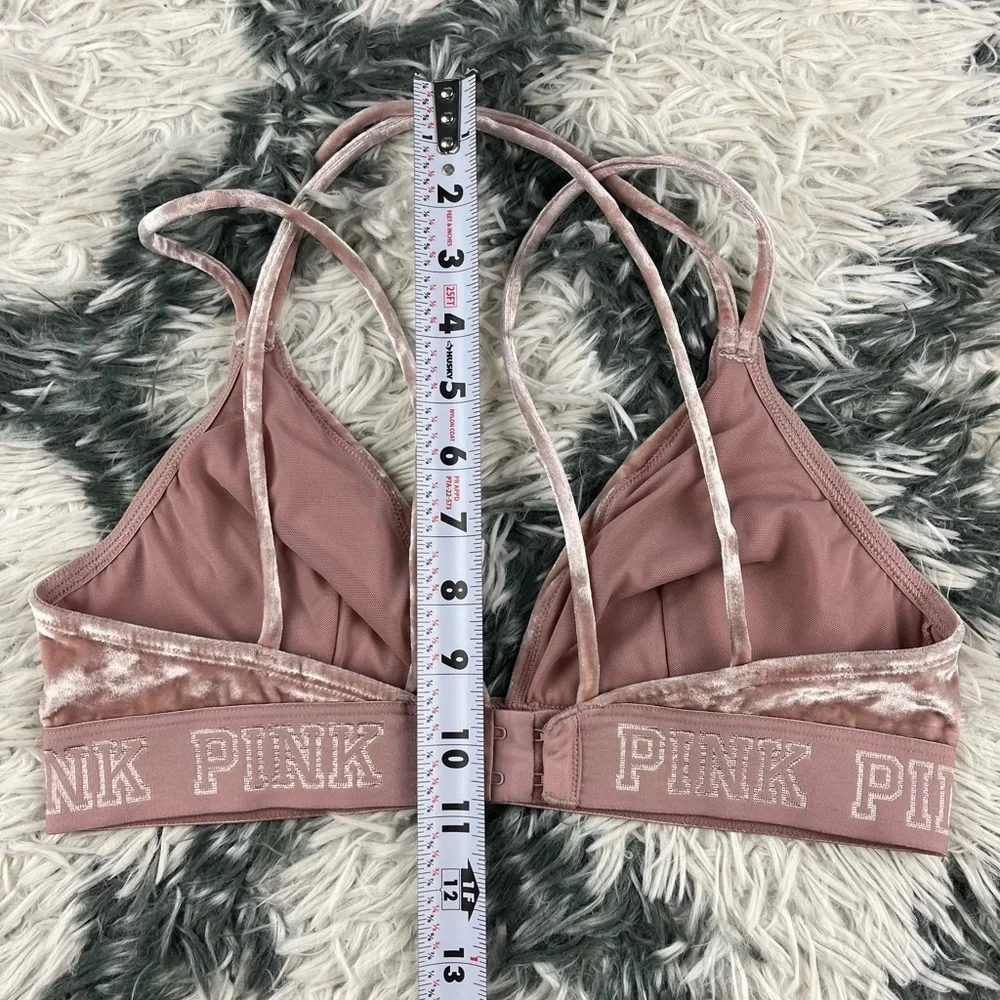 Victoria's Secret PINK Womens Bralette Velour Velvet Unlined Strappy Back Medium